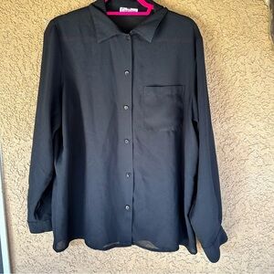 Vintage 90s Black Button-Up Shirt